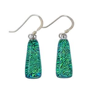 Vintage Sterling Silver 925 Dichroic Glass Dangle Earrings